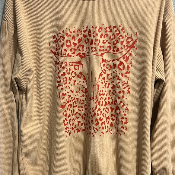 Tan Leopard Print Sweatshirt - Picture 2 of 3